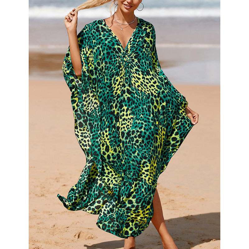 Dark Green Print Long Kinimo Beachwear TQL310062-36
