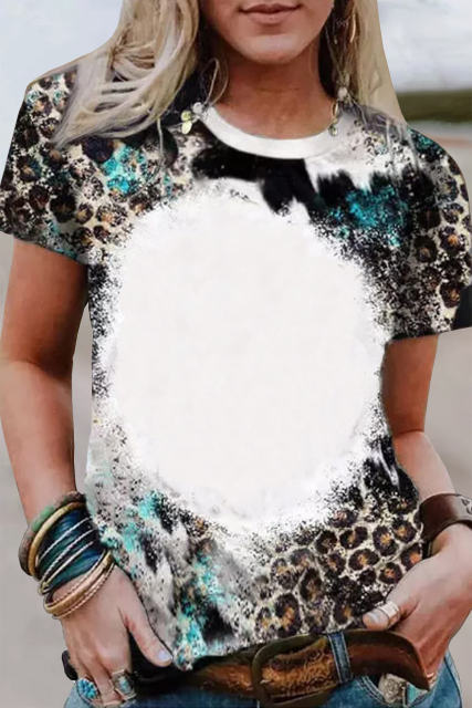 Leopard Blank Apparel- Western Fashion Bleached T-Shirt LC25220683-20