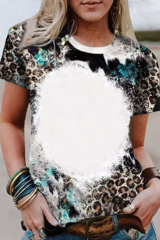 Leopard Blank Apparel- Western Fashion Bleached T-Shirt LC25220683-20