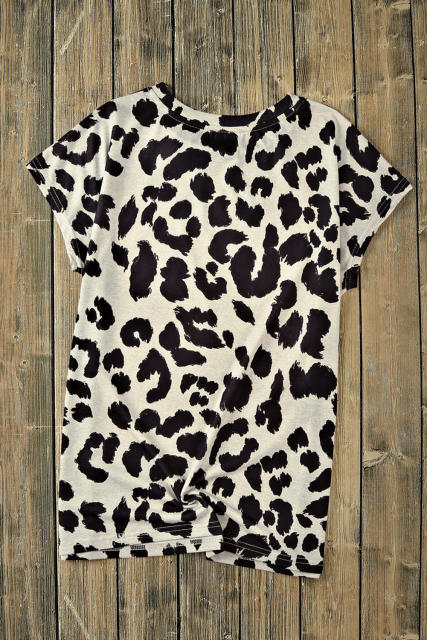 Leopard Blank Apparel- Leopard Bleached Graphic Short Sleeve Tee LC25220662-20