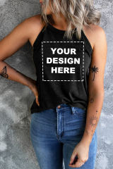 Blank Apparel - Black Solid Color Crew Neck Tank Top BA2564998-2