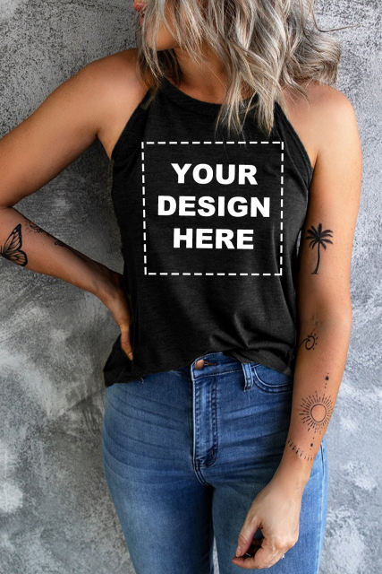 Blank Apparel - Black Solid Color Crew Neck Tank Top BA2564998-2