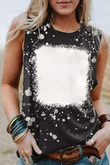 Black Blank Apparel- Bleached O-neck Tank Top LC2568702-2