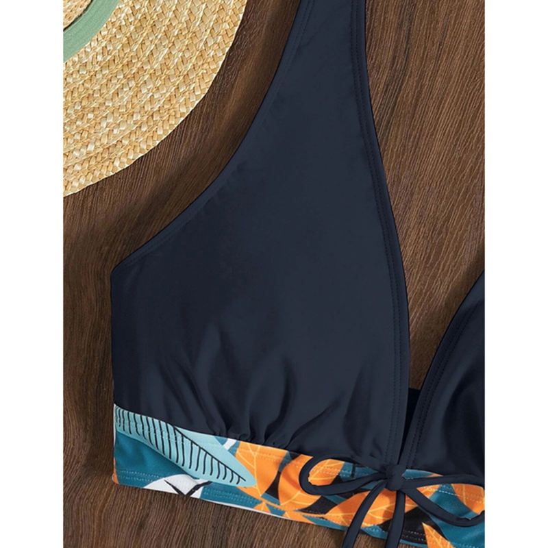 Black Halter Bikini and Tropical Print Boardshorts TQG610001-2