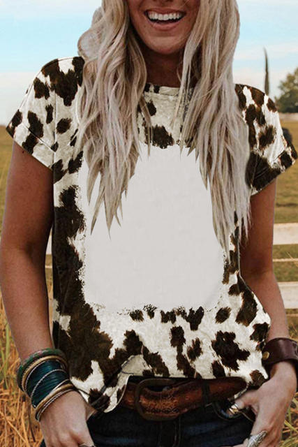 Leopard Blank Apparel- Leopard Bleached Graphic Short Sleeve Tee LC25220662-20