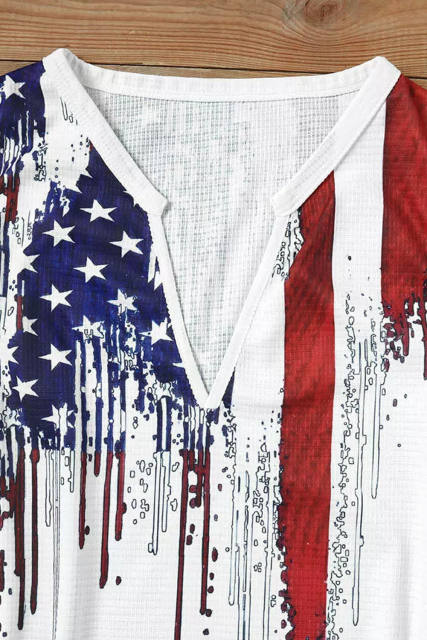 White American Flag Designful Print Notch V Neck Tank Top LC2569393-1