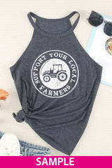 Blank Apparel - Grey Solid Color Crew Neck Tank Top BA2564998-11