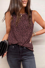 Red Leopard Print Round Neck Tank Top LC2568312-3