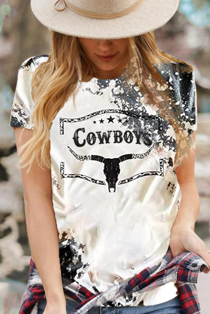 Gray Western Cow Horn Graphic Tee LC25219666-11