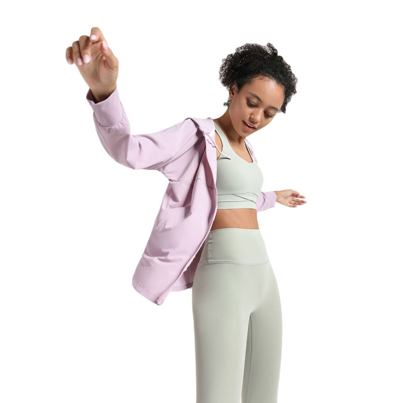 Pink Quick Dry Drawstring Hooded Yoga Jacket TQE71334-10