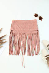 Pink Tassel Drawstring Bandeau Crop Tank Top LC2567900-10