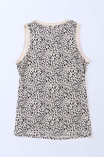 Leopard Print Round Neck Tank Top LC2568312-20