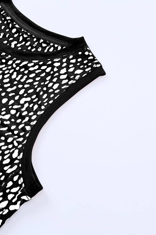 Black Leopard Print Round Neck Tank Top LC2568312-2