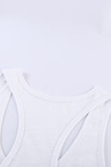 Blank Apparel - White Scoop Neck Basic Solid Tank Top BA256372-1