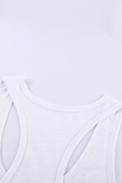 Blank Apparel - White Scoop Neck Basic Solid Tank Top BA256372-1