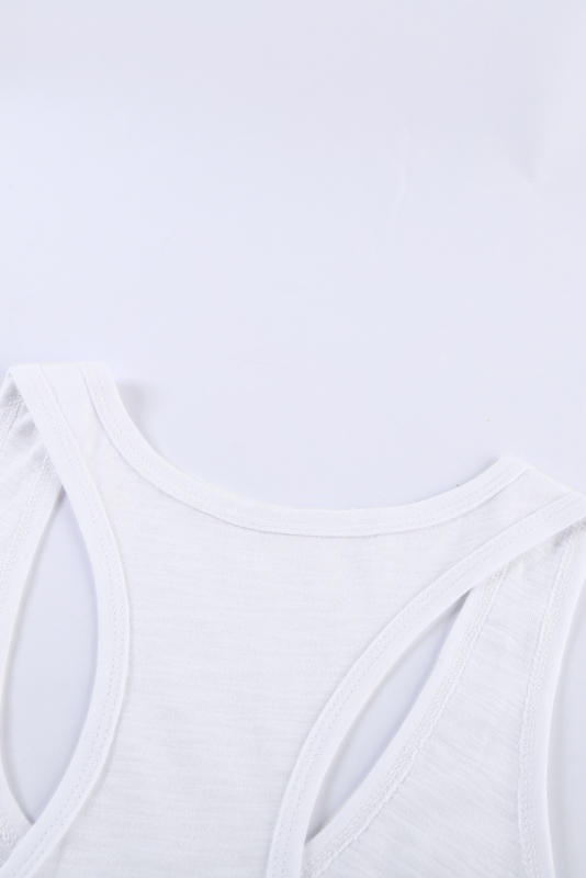 Blank Apparel - White Scoop Neck Basic Solid Tank Top BA256372-1