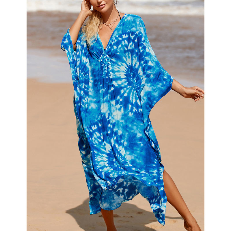 Royal Blue Print Long Kinimo Beachwear TQL310062-62