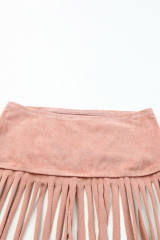 Pink Tassel Drawstring Bandeau Crop Tank Top LC2567900-10
