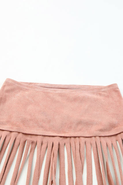 Pink Tassel Drawstring Bandeau Crop Tank Top LC2567900-10