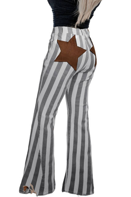 Stripe Star Embellished Western Flare Jeans LC7872994-19