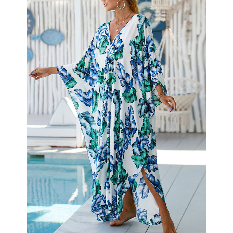 Lake Blue Print Long Kinimo Beachwear TQL310062-76