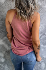 Blank Apparel - Pink Solid Color Crew Neck Tank Top BA2564998-10