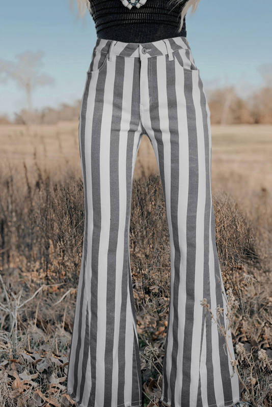 Stripe Star Embellished Western Flare Jeans LC7872994-19