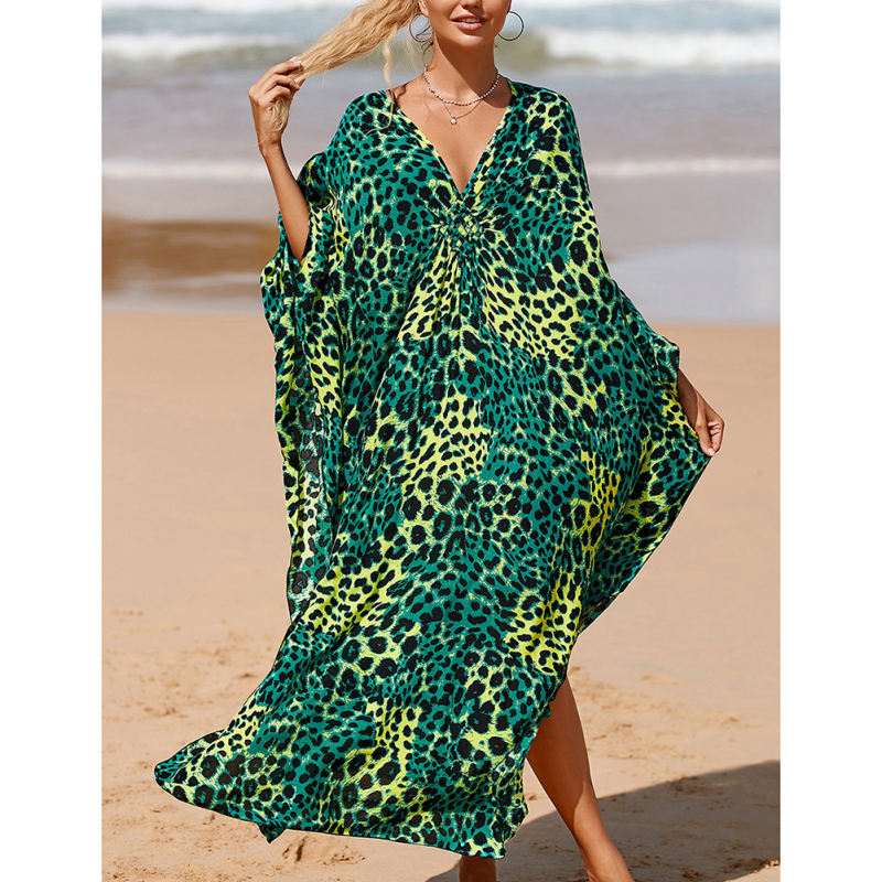 Dark Green Print Long Kinimo Beachwear TQL310062-36