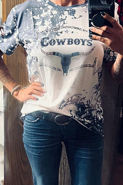 Gray Western Cow Horn Graphic Tee LC25219666-11