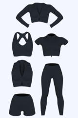 Black Zipped Front Short Sleeve Sports Crop Top LC264375-2