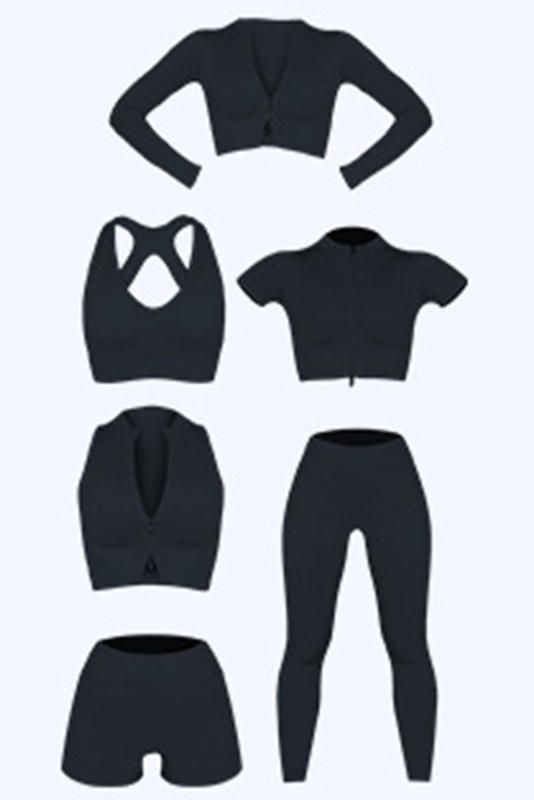 Black Zipped Front Short Sleeve Sports Crop Top LC264375-2
