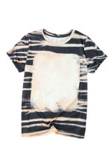 Blue Tie Dye Stripe Print Bleached T-Shirt LC25220327-5