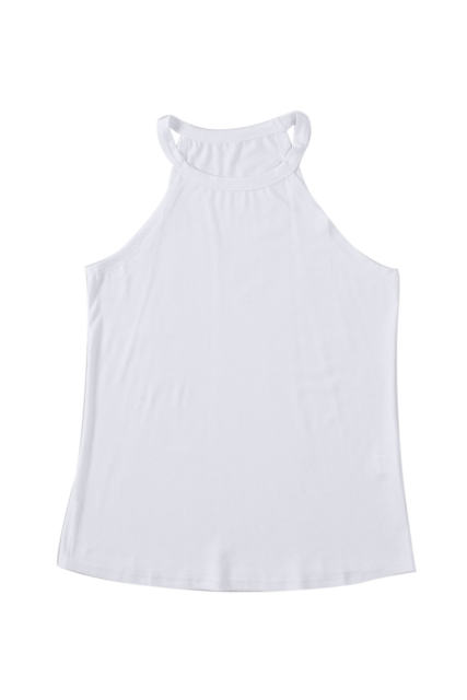 Blank Apparel - White Solid Color Crew Neck Tank Top BA2564998-1