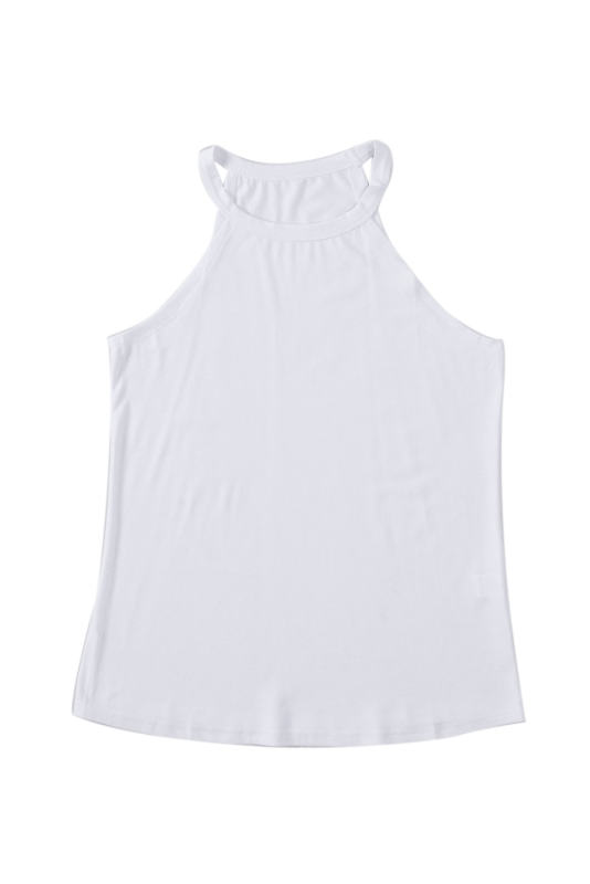 Blank Apparel - White Solid Color Crew Neck Tank Top BA2564998-1