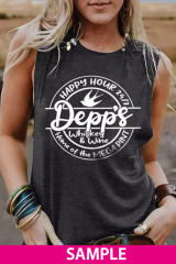 Blank Apparel - Gray Solid Color Crew Neck Loose Tank Top BA2564162-11