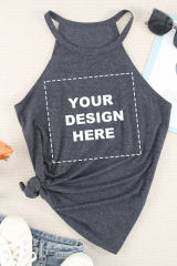 Blank Apparel - Grey Solid Color Crew Neck Tank Top BA2564998-11