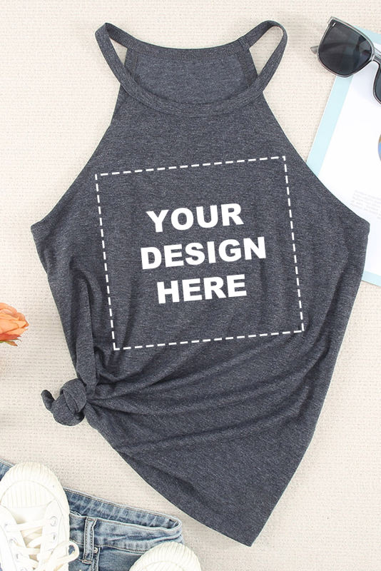 Blank Apparel - Grey Solid Color Crew Neck Tank Top BA2564998-11