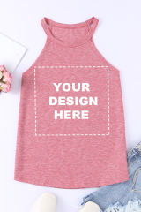 Blank Apparel - Pink Solid Color Crew Neck Tank Top BA2564998-10