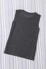 Blank Apparel - Gray Solid Color Crew Neck Loose Tank Top BA2564162-11