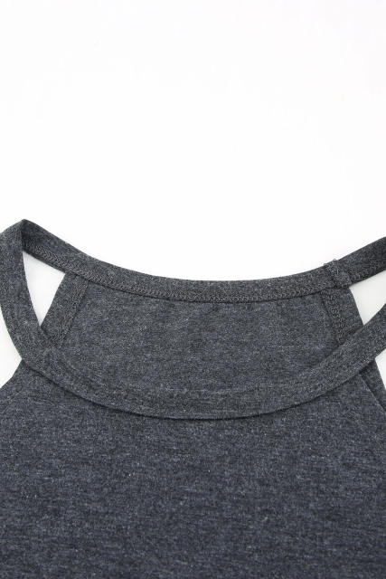 Blank Apparel - Grey Solid Color Crew Neck Tank Top BA2564998-11
