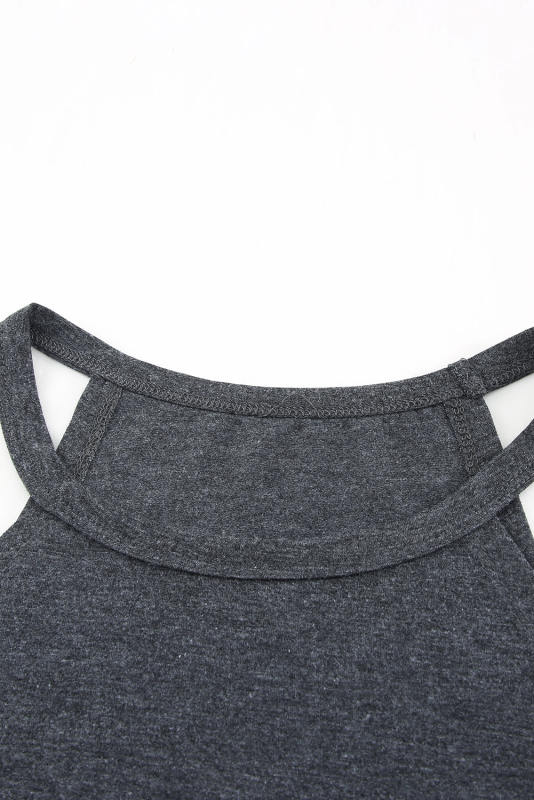 Blank Apparel - Grey Solid Color Crew Neck Tank Top BA2564998-11