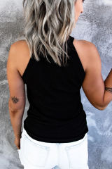 Blank Apparel - Black Solid Color Crew Neck Tank Top BA2564998-2