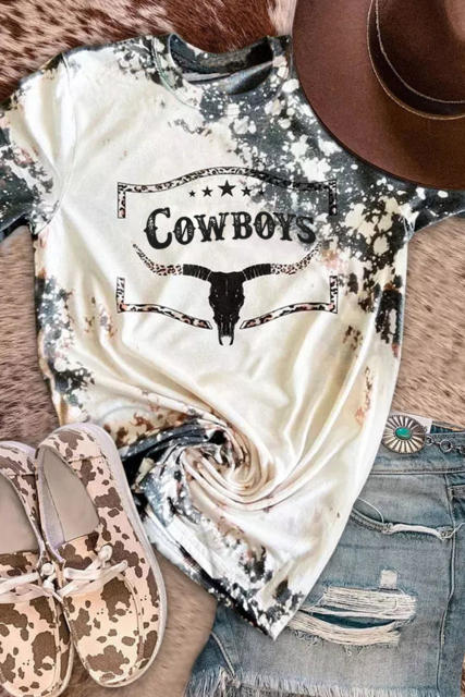 Gray Western Cow Horn Graphic Tee LC25219666-11