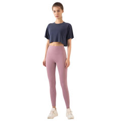 Blue Loose Crop Top and Purple High Waist Yoga Pants Set TQE71335-5-8