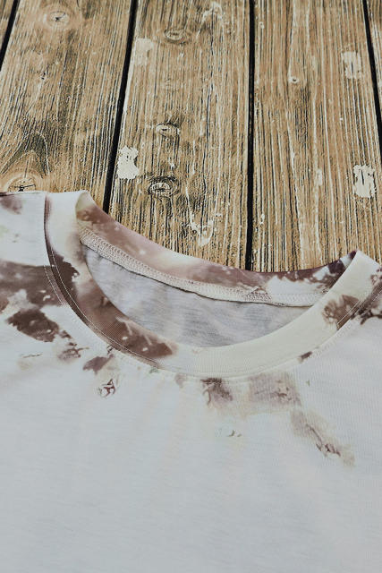 Brown Blank Apparel- Bleached Tie-dye Print Short Sleeve Top LC25220659-17