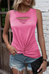 Rose Laser Cut Slits Twist Front Tank Top LC2569522-6