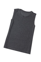 Blank Apparel - Gray Solid Color Crew Neck Loose Tank Top BA2564162-11