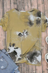 Brown Western Cow Spotted Bleached T Shirt LC25220457-17