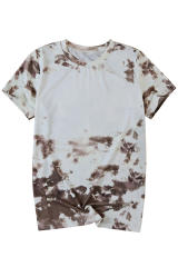 Brown Blank Apparel- Bleached Tie-dye Print Short Sleeve Top LC25220659-17