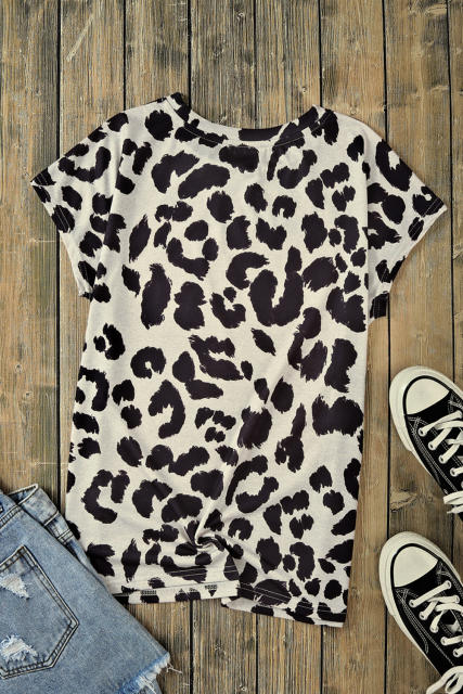 Leopard Blank Apparel- Leopard Bleached Graphic Short Sleeve Tee LC25220662-20